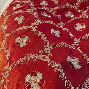 Elegant Red Embroidered Fabric